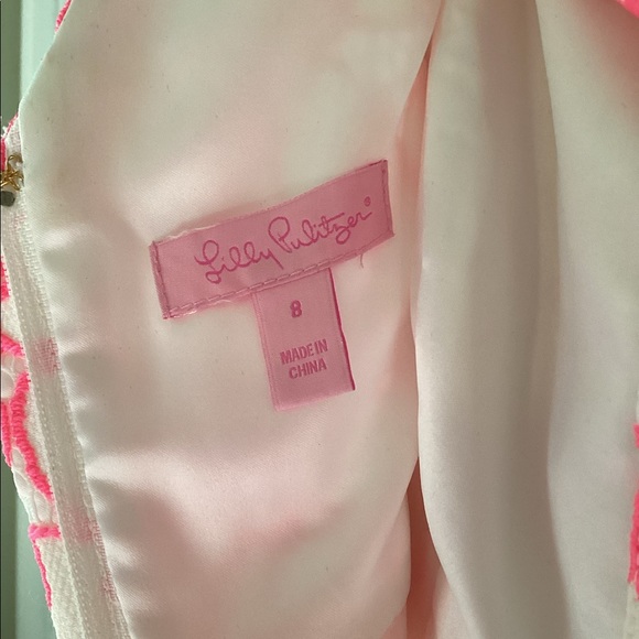 Lilly Pulitzer neon pink and white shift dress, size 8 - Picture 4 of 4